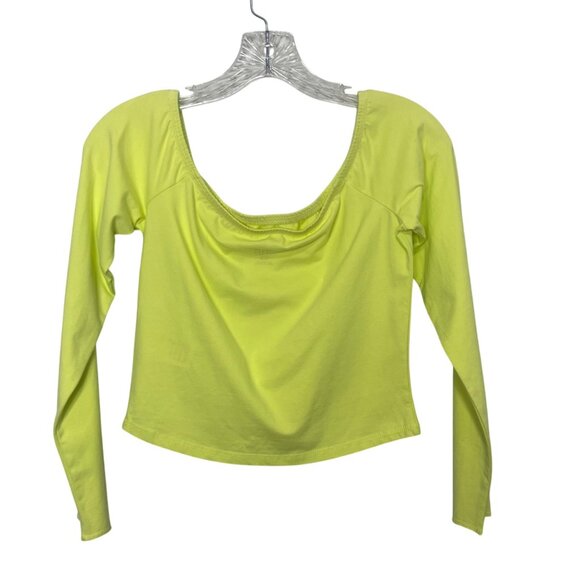 BDG Urban Outfitters Alex Off The Shoulder Shirt Womens Large Lime Green New WOT - Picture 2 of 7